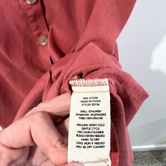 Soft Surroundings Linen Blend Button Down Fontana Belted Midi Dress - Picture 12 of 12